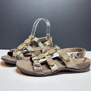 Vionic Women's Amber Tan Brown Snakeskin Slingback Orthopedic Sandals US Size 5